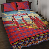 Kenya Adumu Dance Quilt Bed Set Maasai Shuka Pattern - Kenyan Safari