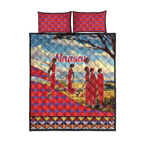 Kenya Adumu Dance Quilt Bed Set Maasai Shuka Pattern - Kenyan Safari