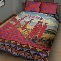 Kenya Adumu Dance Quilt Bed Set Maasai Shuka Pattern - Kenyan Safari