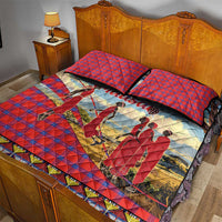 Kenya Adumu Dance Quilt Bed Set Maasai Shuka Pattern - Kenyan Safari