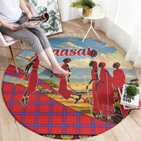 Kenya Adumu Dance Round Carpet Maasai Shuka Pattern - Kenyan Safari