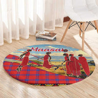 Kenya Adumu Dance Round Carpet Maasai Shuka Pattern - Kenyan Safari