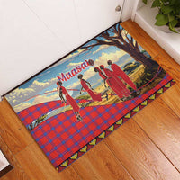 Kenya Adumu Dance Rubber Doormat Maasai Shuka Pattern - Kenyan Safari