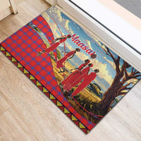 Kenya Adumu Dance Rubber Doormat Maasai Shuka Pattern - Kenyan Safari