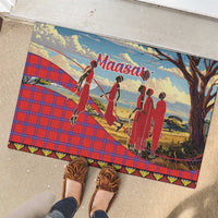 Kenya Adumu Dance Rubber Doormat Maasai Shuka Pattern - Kenyan Safari