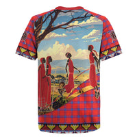 Kenya Adumu Dance Rugby Jersey Maasai Shuka Pattern - Kenyan Safari