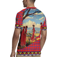 Kenya Adumu Dance Rugby Jersey Maasai Shuka Pattern - Kenyan Safari