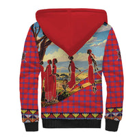 Kenya Adumu Dance Sherpa Hoodie Maasai Shuka Pattern - Kenyan Safari