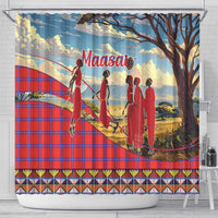 Kenya Adumu Dance Shower Curtain Maasai Shuka Pattern - Kenyan Safari