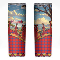 Kenya Adumu Dance Skinny Tumbler Maasai Shuka Pattern - Kenyan Safari