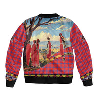 Kenya Adumu Dance Sleeve Zip Bomber Jacket Maasai Shuka Pattern - Kenyan Safari