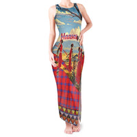 Kenya Adumu Dance Tank Maxi Dress Maasai Shuka Pattern - Kenyan Safari