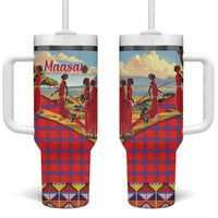 Kenya Adumu Dance Tumbler With Handle Maasai Shuka Pattern - Kenyan Safari