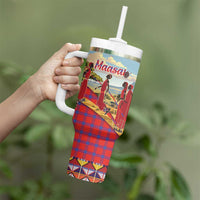 Kenya Adumu Dance Tumbler With Handle Maasai Shuka Pattern - Kenyan Safari