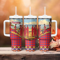 Kenya Adumu Dance Tumbler With Handle Maasai Shuka Pattern - Kenyan Safari