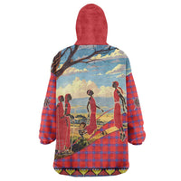 Kenya Adumu Dance Wearable Blanket Hoodie Maasai Shuka Pattern - Kenyan Safari