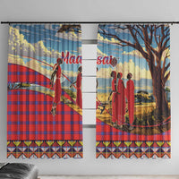 Kenya Adumu Dance Window Curtain Maasai Shuka Pattern - Kenyan Safari