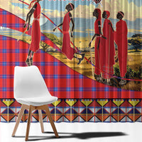 Kenya Adumu Dance Window Curtain Maasai Shuka Pattern - Kenyan Safari