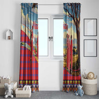 Kenya Adumu Dance Window Curtain Maasai Shuka Pattern - Kenyan Safari