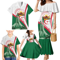 Happy Algeria Independence Day Family Matching Mermaid Dress and Hawaiian Shirt Maqam Echahid Coat Of Arms
