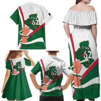 Happy Algeria Independence Day Family Matching Off Shoulder Maxi Dress and Hawaiian Shirt Maqam Echahid Coat Of Arms