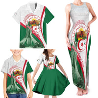 Happy Algeria Independence Day Family Matching Tank Maxi Dress and Hawaiian Shirt Maqam Echahid Coat Of Arms