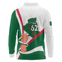 Happy Algeria Independence Day Long Sleeve Polo Shirt Maqam Echahid Coat Of Arms