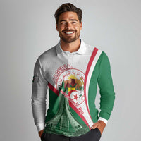 Happy Algeria Independence Day Long Sleeve Polo Shirt Maqam Echahid Coat Of Arms