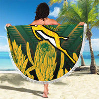 South Africa Rugby Custom Beach Blanket Forever Green Forever Gold