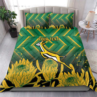 South Africa Rugby Custom Bedding Set Forever Green Forever Gold