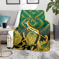 South Africa Rugby Custom Blanket Forever Green Forever Gold