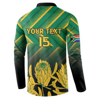 South Africa Rugby Custom Button Sweatshirt Forever Green Forever Gold