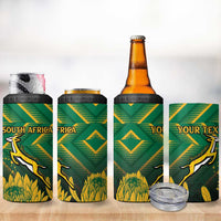 South Africa Rugby Custom 4 in 1 Can Cooler Tumbler Forever Green Forever Gold