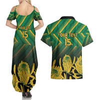South Africa Rugby Custom Couples Matching Summer Maxi Dress and Hawaiian Shirt Forever Green Forever Gold