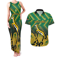 South Africa Rugby Custom Couples Matching Tank Maxi Dress and Hawaiian Shirt Forever Green Forever Gold