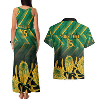 South Africa Rugby Custom Couples Matching Tank Maxi Dress and Hawaiian Shirt Forever Green Forever Gold