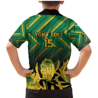 South Africa Rugby Custom Family Matching Mermaid Dress and Hawaiian Shirt Forever Green Forever Gold
