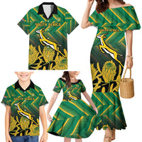 South Africa Rugby Custom Family Matching Mermaid Dress and Hawaiian Shirt Forever Green Forever Gold