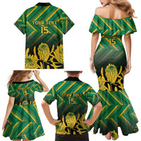 South Africa Rugby Custom Family Matching Mermaid Dress and Hawaiian Shirt Forever Green Forever Gold