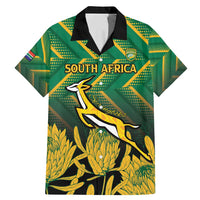 South Africa Rugby Custom Family Matching Mermaid Dress and Hawaiian Shirt Forever Green Forever Gold