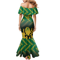 South Africa Rugby Custom Family Matching Mermaid Dress and Hawaiian Shirt Forever Green Forever Gold
