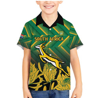 South Africa Rugby Custom Family Matching Mermaid Dress and Hawaiian Shirt Forever Green Forever Gold