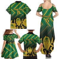 South Africa Rugby Custom Family Matching Summer Maxi Dress and Hawaiian Shirt Forever Green Forever Gold