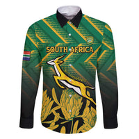 South Africa Rugby Custom Family Matching Summer Maxi Dress and Hawaiian Shirt Forever Green Forever Gold