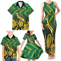 South Africa Rugby Custom Family Matching Tank Maxi Dress and Hawaiian Shirt Forever Green Forever Gold