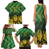 South Africa Rugby Custom Family Matching Tank Maxi Dress and Hawaiian Shirt Forever Green Forever Gold