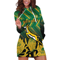 South Africa Rugby Custom Hoodie Dress Forever Green Forever Gold
