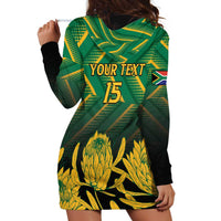 South Africa Rugby Custom Hoodie Dress Forever Green Forever Gold