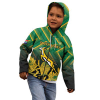 South Africa Rugby Custom Kid Hoodie Forever Green Forever Gold