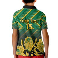 South Africa Rugby Custom Kid Polo Shirt Forever Green Forever Gold